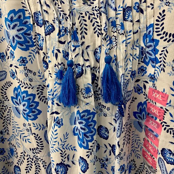 Stella Parker XXL Blue White Peasant Blouse - Picture 4 of 12